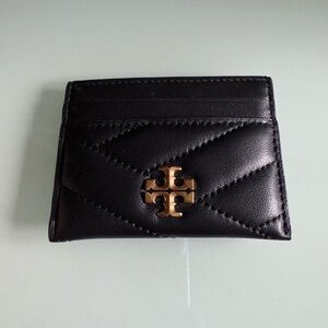 Tory Burch Black Kira Chevron Leather Card Holder